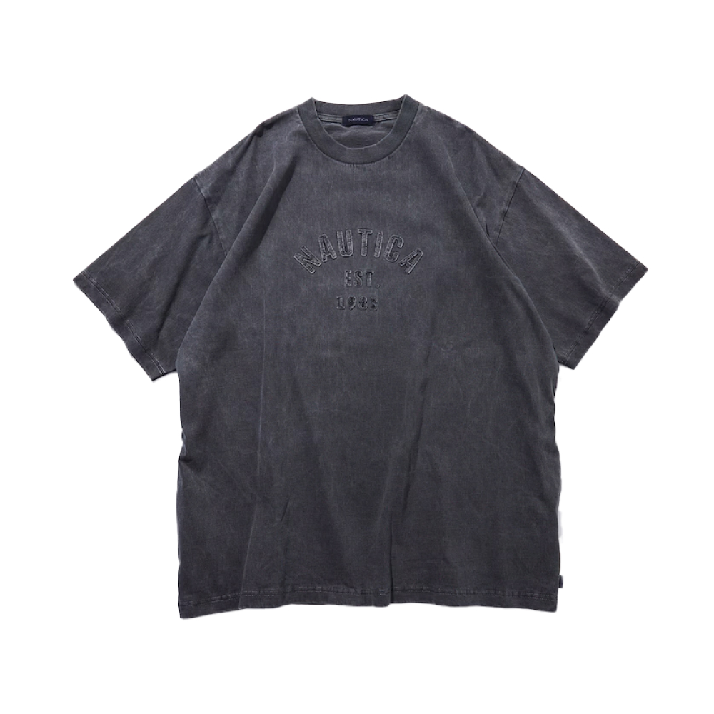[JP LINE] PIGMENT DYED FELT PATCH ARCH LOGO S/S TEE 391 CHARCOAL